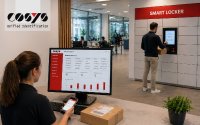 Digitale Poststelle mit Smart Locker sorgt für strukturierte Paketverteilung im Büro.