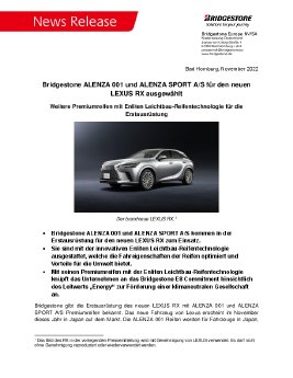 Bridgestone ALENZA 001 und ALENZA SPORT A S für den neuen LEXUS RX ausgewählt.pdf