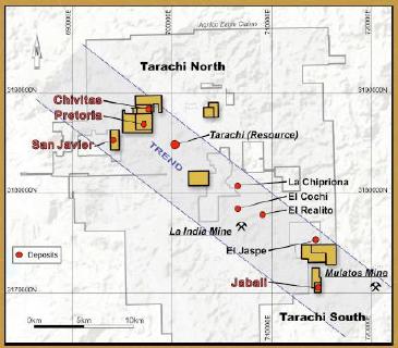 Location Map of Tarachi Gold Corp Concessions