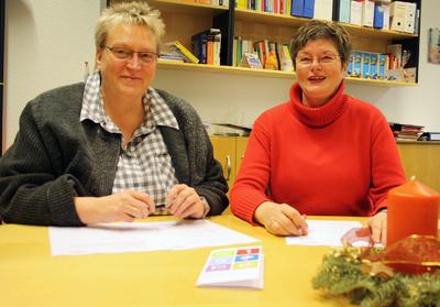 FH-Kanzlerin Sabine Christiansen und Adelby1-Geschäftsführerin Brigitte Handler. Foto: Gatermann