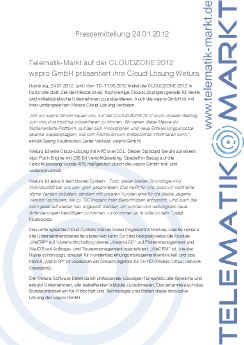PM--Telematik-Markt auf der CLOUDZONE 2012 - wepro GmbH präsentiert ihre Cloud-Lösung Wetur.pdf