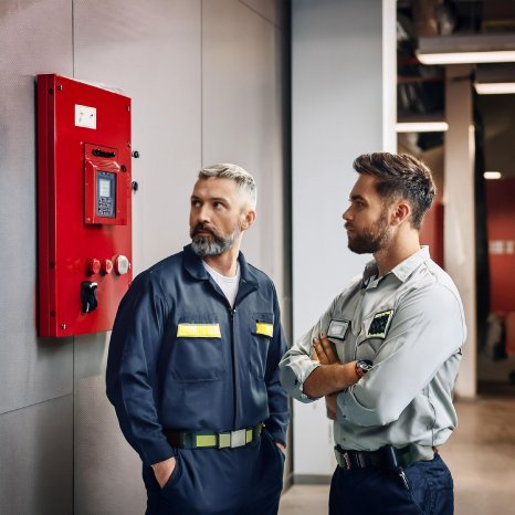 Firefly zwei männer stehen vor einer BRandmeldeanlage 76583.jpg