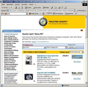 Screenshot Trusted Shops Produktsuche
