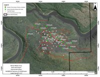 Abbildung 1: Karte der geplanten Bohrstandorte auf Burnt Hill