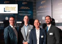 Die glücklichen Gewinner (v.l.n.r.): Sebastian Betzin (CTO generic.de), Dario Komsic (Head of Marketing IMS Verbindungstechnik), Oliver Gänssler (Geschäftsführer IMS Verbindungstechnik), Achim Grenner (CFO Würth Additive Group)