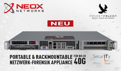 NEOXPacketFalcon Compact
Portable & Rackmountable Netzwerk-Forensik Appliance für bis zu 40Gbps