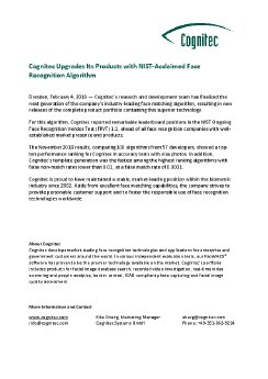 Cognitec Upgrades Its Products with NIST-Acclaimed Face Recognition Algorithm.pdf
