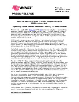 Avnet acquires MSC Gleichmann Group - July 8 2013 - Press Release Final - ENG.pdf