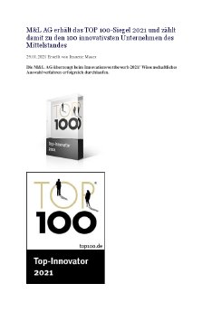 M&L AG erhält das TOP 100-Siegel 2021 und zählt damit zu den 100 innovativsten Unternehmen des M.pdf
