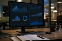 Analyse-Dashboard mit On-Chain-Kennzahlen auf einem Bildschirm