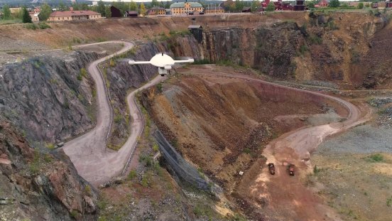 The mdLiDAR3000DL aaS flying over the Great Pit in Falun Sweden.jpg