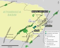 Abbildung 1 - Cosas Uranprojekte in Ost-Athabasca mit Joint-Venture-Projekten