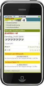 Homepage WestLotto mit iPhone genutzt