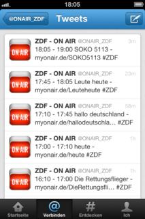 Sendungen des ZDF - Ansicht auf iPhone