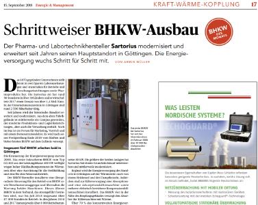 Schrittweiser BHKW-Ausbau - BHKW des Monats September 2018 (Bild: Energie&Management)