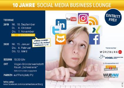 Jubiläumsstaffel der "Social Media Business Lounge" beginnt am 18.09.2019 (Vogel Communications Group)