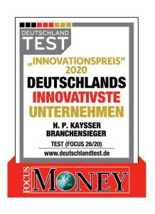 H. P. Kaysser gehört laut Focus Money zu Deutschlands innovativsten Unternehmen 2020. Im Bereich Blechverarbeitung ist der Mittelständler Branchensieger mit Maximalpunktzahl.
©Bildquelle: Focus Money
