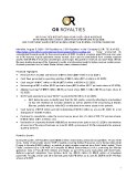 [PDF] Press Release: OR Royalties reports 62% year-over-year increase in revenues and cash flows from operations in Q2 2026 and continued share repurchases under the normal course issuer bid
