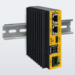Ultra compact and powerful: The Baumüller b maXX PLC control combines an industrial PC and classic PLC control unit on shared hardware. Its convincing features are a very small space requirement and it is also characterized by very good performance with highly synchronous real-time tasks