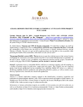 Aurania - Press Release - Field Work Restart 24.06.2020_EN.pdf