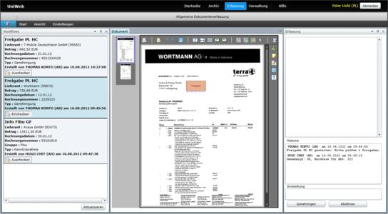 Dokumenten-Freigabe im UniWeb-Browser
