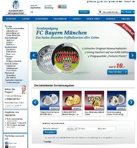 Der neue Online-Shop von BAYERISCHES MÜNZKONTOR unter der bekannten Adresse www.muenzkontor.de. Bild: BAYERISCHES MÜNZKONTOR