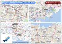 Navigierbare Straßenkarten für Asien von HERE
