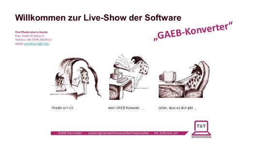 Startbildschirm für Webinare