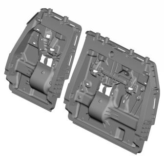 CAD Rendering des Kunststoff-Rückrahmens der neuen dritten Sitzreihe im Toyota Sienna 2021, entwickelt vom nordamerikanischen Toyota Forschungs- und Entwicklungsteam und dem Zulieferer BASF, gefertigt von Flex-N-Gate. Das Design und die Materialien erfüllten die Ziele für Leichtbau und eine höhere Kundenzufriedenheit – bei gleichzeitig geringeren Kosten.