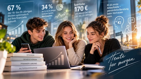 Junge Zukunftsplaner mit Finanzgrafiken
