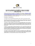 [PDF] OR Royalties Announces Preliminary Q1 2026 GEO Deliveries and C$17.7 Million of Share Repurchases Under the Normal Course Issuer Bid