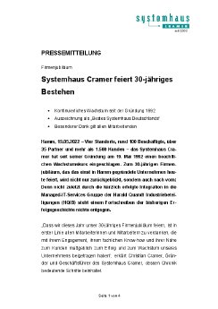 22-05-19 PM Firmenjubiläum - Systemhaus Cramer feiert 30-jähriges Bestehen.pdf