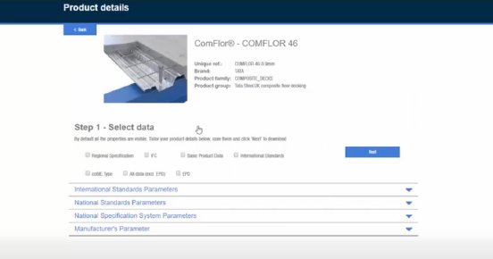 Im BIM Tool von Tata Steel können Nutzer direkt angeben, welche Komponenteninformationen si.jpg