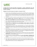 [PDF] Press Release: Uranium Energy Corp Files Fiscal 2023 Annual Report - Another Transformative Year with Record Revenues, Accretive North American Acquisitions, Production Ready in the USA, Debt Free and 100% Unhedged