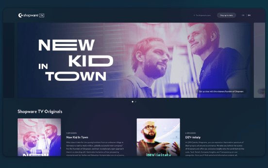 Die Oberfläche des neuen Streaming-Dienstes Shopware TV.png