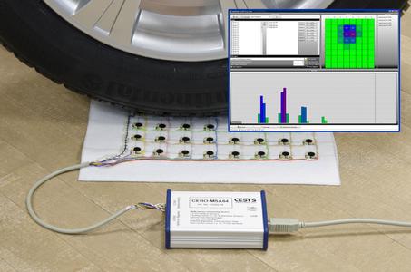 Prototyp einer 8x8 Sensormatrix mit Darstellung der Druckverteilung in CEBOMSALab