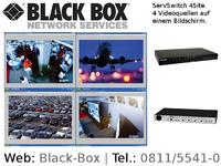 4 Videoquellen auf einem Monitor mit dem neuen KVM-Switch von Black Box.