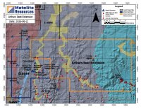 Abbildung 1: Bestehendes Lizenzgebiet Arthurs Seat und vorgeschlagene Arthurs-Seat-Erweiterung mit regionaler Geologie, historischen Mineralvorkommen, Bohrungen und ausgewählten Prospektionsgebieten.