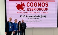 vlnr. Robert Dostal, Jens Bäumler (Vorstand CUG) und Rachel Su und Greg McDonald (IBM Cognos Produktmanagement)