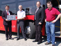 von links nach rechts Marc Belke (Verkaufleiter Südwest), Welf Kabus (Technischer Leiter), Peter Kranzer (BZL Verbraucher), Hartmut Birmele (Werkstattmeister)