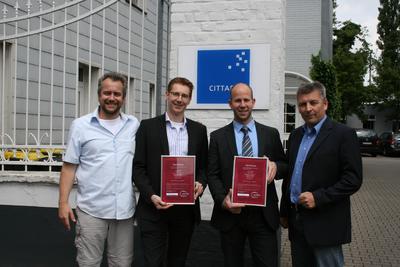 Von links nach rechts, Peter Medam CITTADINO’s Head of Project Management; Bas Smeets Advantech’s Business Development Manager iServices; Peter Schlichter CITTADINO’s Chief Financial Offer; Frederic Kriescher Advantech’s Key Account Manager iServices
