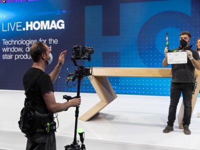 HOMAG, Weltmarktführer für Holzbearbeitungsmaschinen, hat Inhalte für das digitale Event LIGNA.In im Streaming-Studio GATE22 vorproduziert