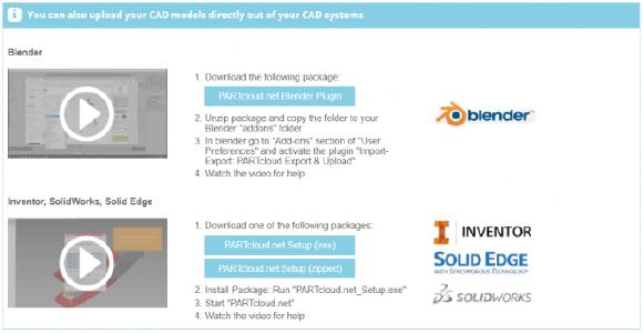 Free plugin for the 3D graphics software Blender facilitates export and upload of 3D models on PARTcloud.net