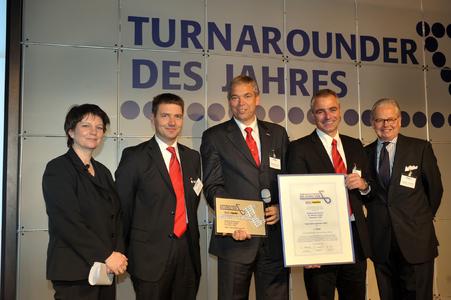 Dr. Ursula Weidenfeld, ‘impulse’-Chefredakteurin, Alexander Tietje, Vorsitzender der Kögel Geschäftsführung, Andreas Berndmeyer, Geschäftsführer Vertrieb, Dr. Andreas Geiger, Geschäftsführer Finanzen und Personal, Christian Dyckerhoff, Sprecher des Vorsta