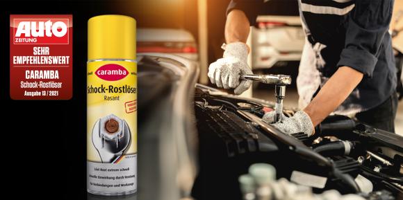 Der Schock-Rostlöser von Caramba mit Vier-fach-Wirkung löst nicht nur Rost, sondern beseitigt auch Schmutzkrusten, Ölrückstände, Verharzungen und Klebstoffreste von Metallteilen / Urheber: Caramba