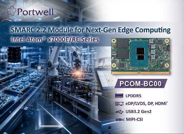 Portwell Releases PCOM-BC00 SMARC 2.2 Module for Compact and Power-Efficient Edge Computing.png