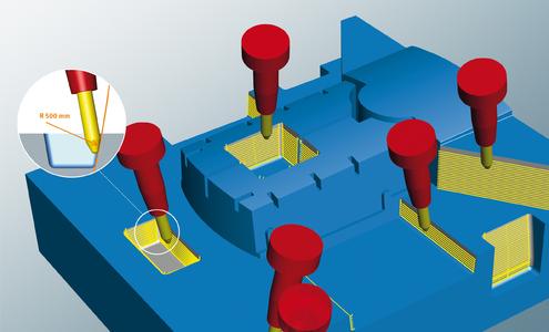 Better finishing performance with ‘Tangent plane machining’. Image source: OPEN MIND