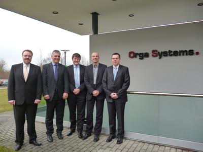 Stefan Lage (acceptIT GmbH), Johannes Nussbickel (Orga Systems GmbH), Jürgen Gaubatz (Orga Systems GmbH), Dirk Schmidtpott (Orga Systems GmbH), Torsten Claus (acceptIT GmbH)