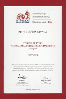 Urkunde der Auszeichnung Botschafter der polnischen Wirtschaft.jpg