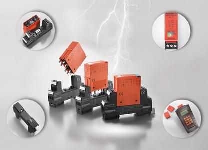 Weidmüller surge protection VARITECTOR SPC: This product family has a compact design of 17.8 mm and combines the following three features: protection, indication and remote signalling